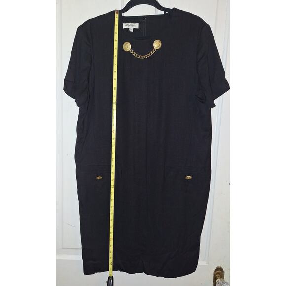 Vintage Depeche Mode S 12‎ Black Dress With Gold Buttons Dark Academia Nautical - Picture 3 of 9
